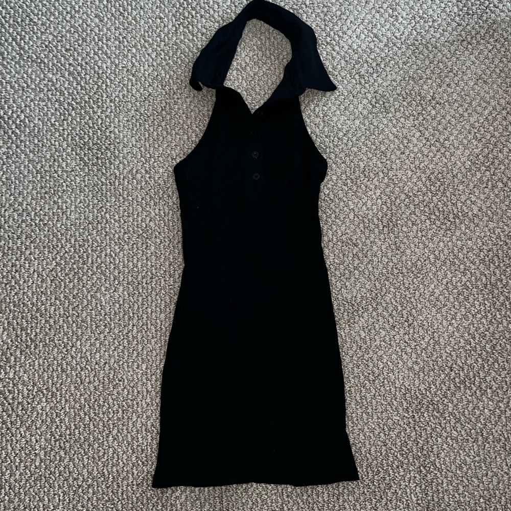 Princess Polly open back collared black dress - size 4